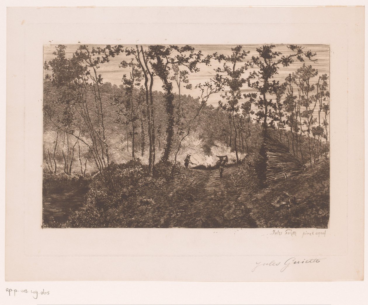 Wald mit Holzfällern und Holzbrennern von Jules Guiette