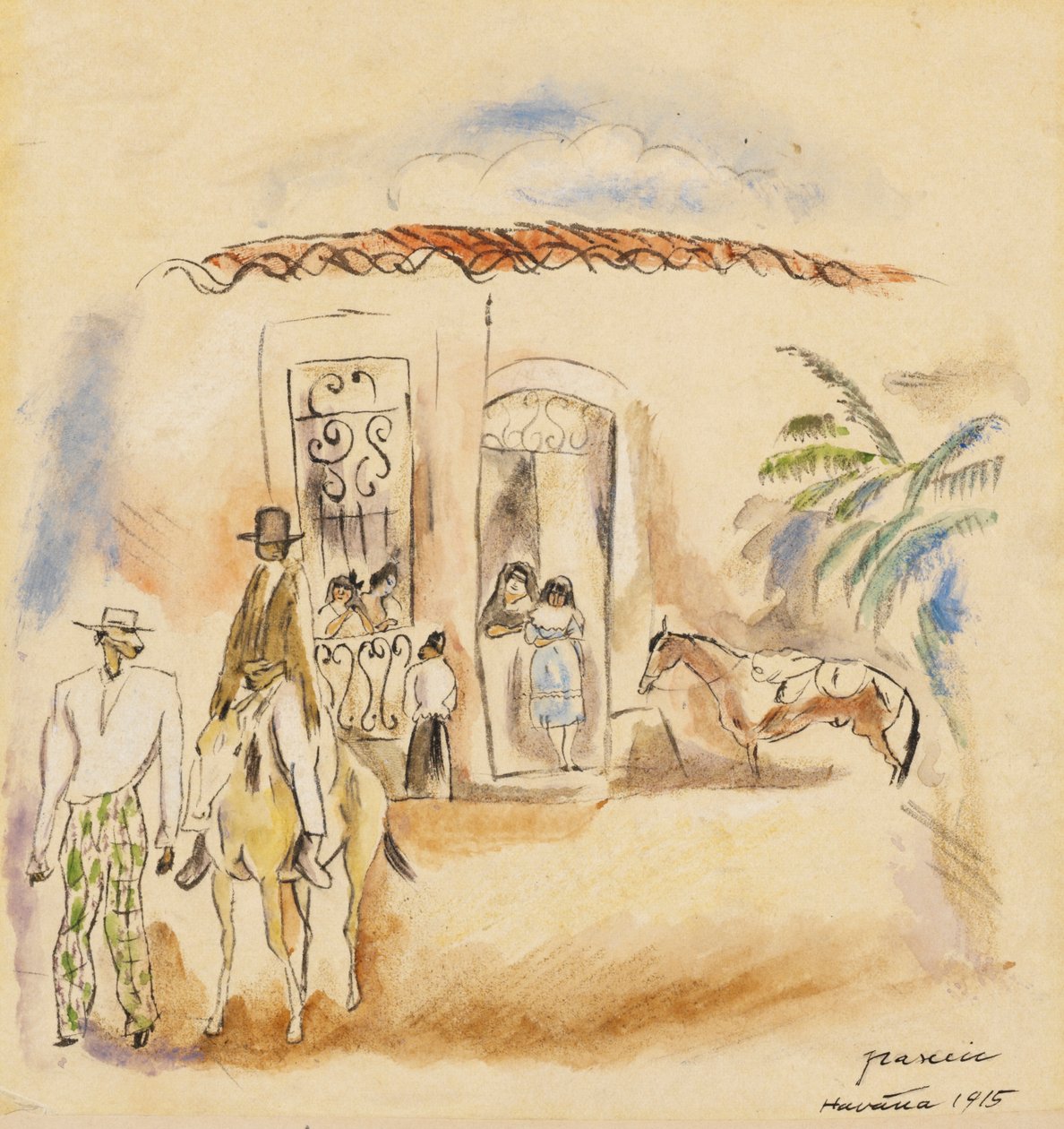 Figurengruppe, Mann mit grüner karierter Hose von Jules Pascin