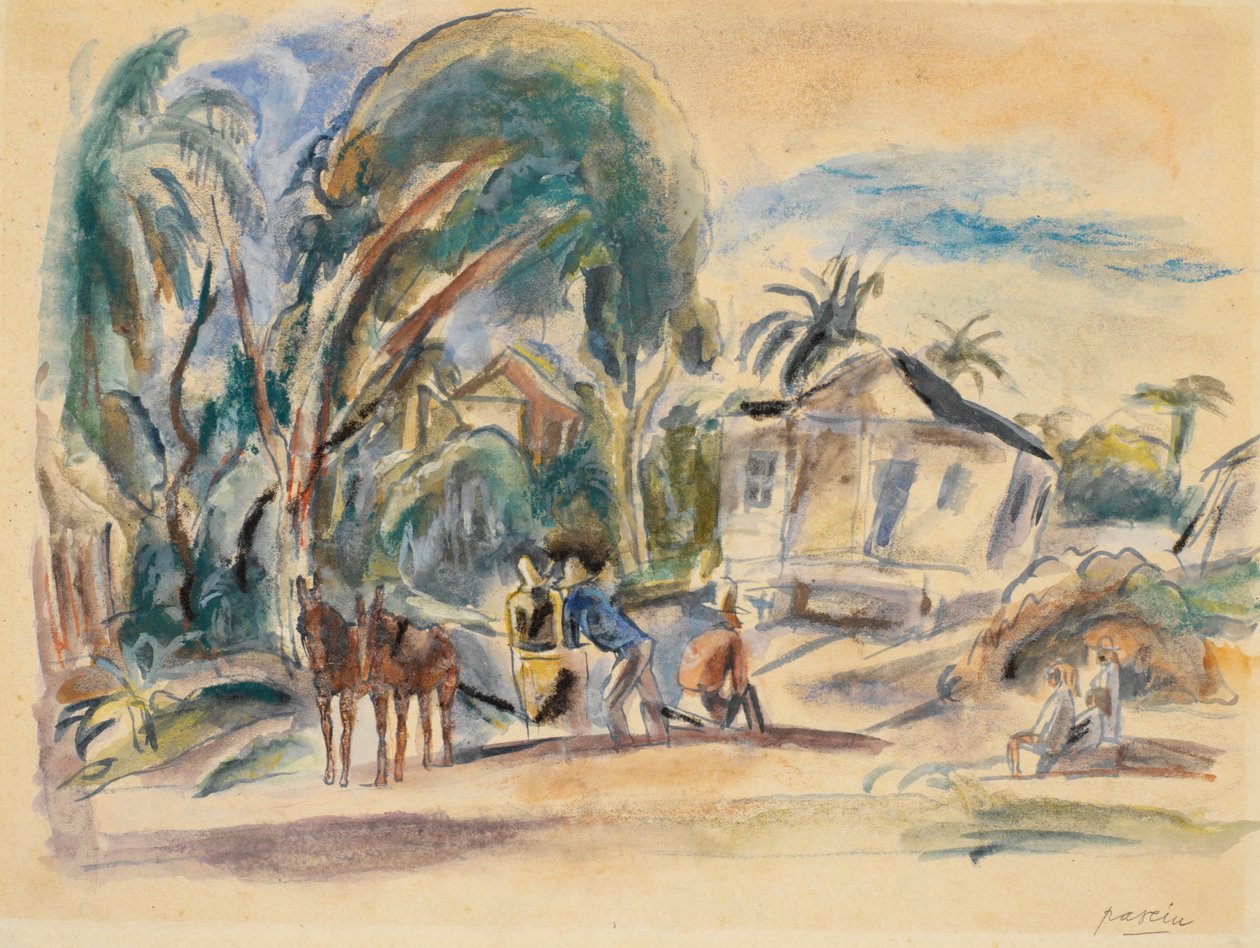 Landschaft, Häuser und Bäume von Jules Pascin