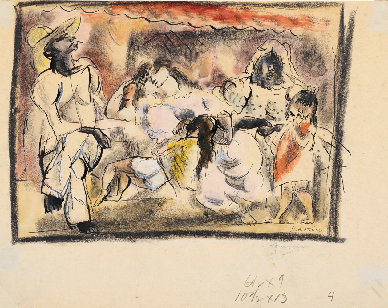 Mann, zwei Frauen, zwei Kinder von Jules Pascin