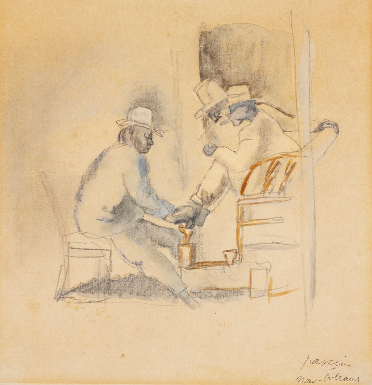 Schuhputzer in New Orleans von Jules Pascin