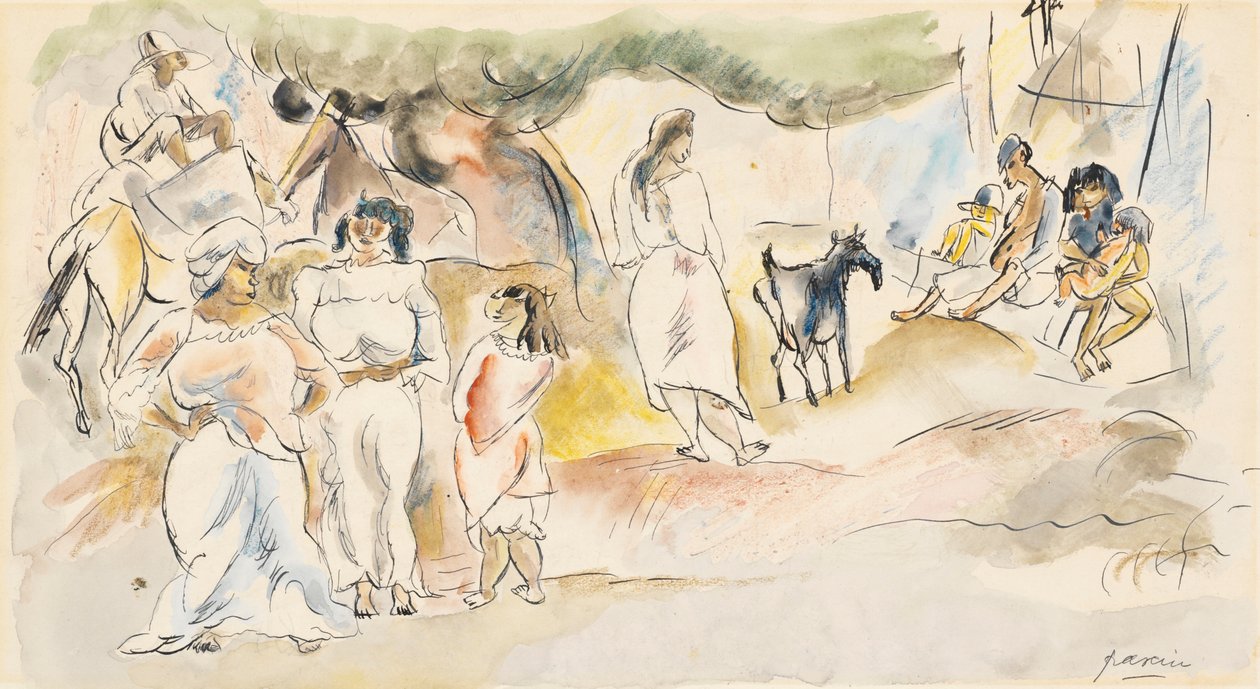 Südliche Figuren und Ziege von Jules Pascin