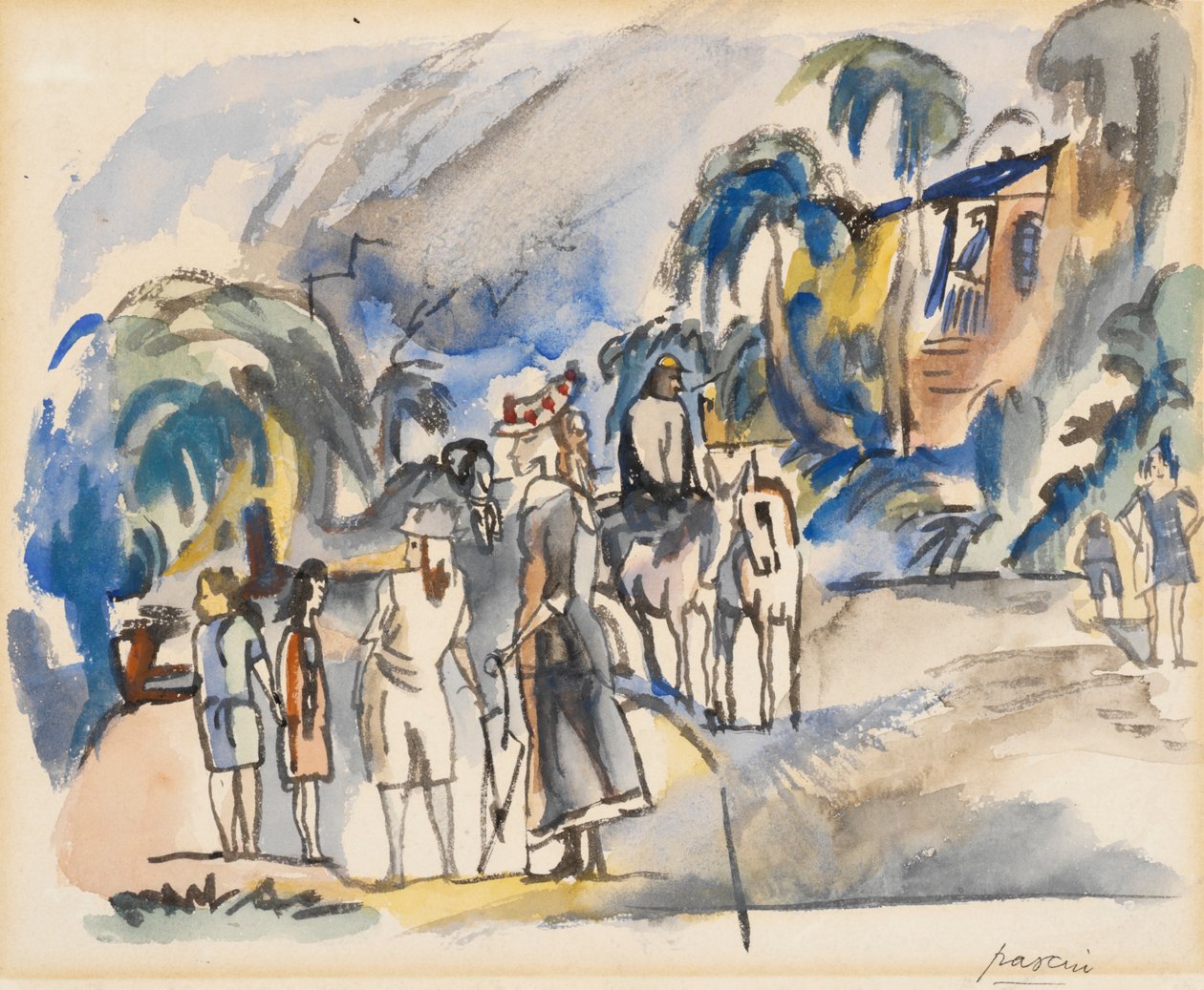 Südliche Landschaft mit Figuren und Pferden von Jules Pascin