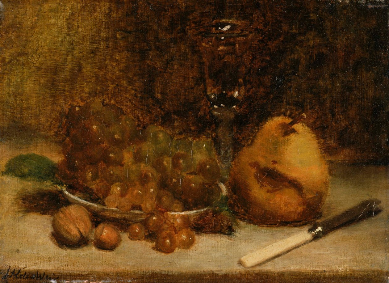 Trauben, Messer und Glas von Julian Alden Weir