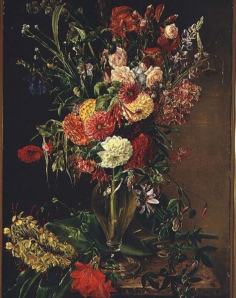 Blumen in einer Glasvase von Julie Wilhelmine Hagen Schwarz