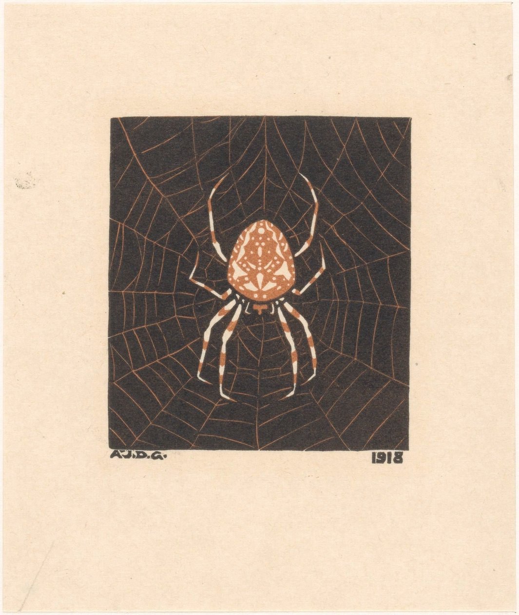Spinne in einem Netz von Julie de Graag