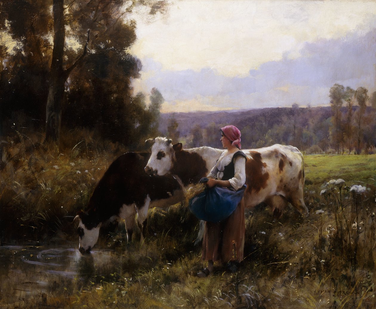 Kühe am Wasserloch von Julien Dupre