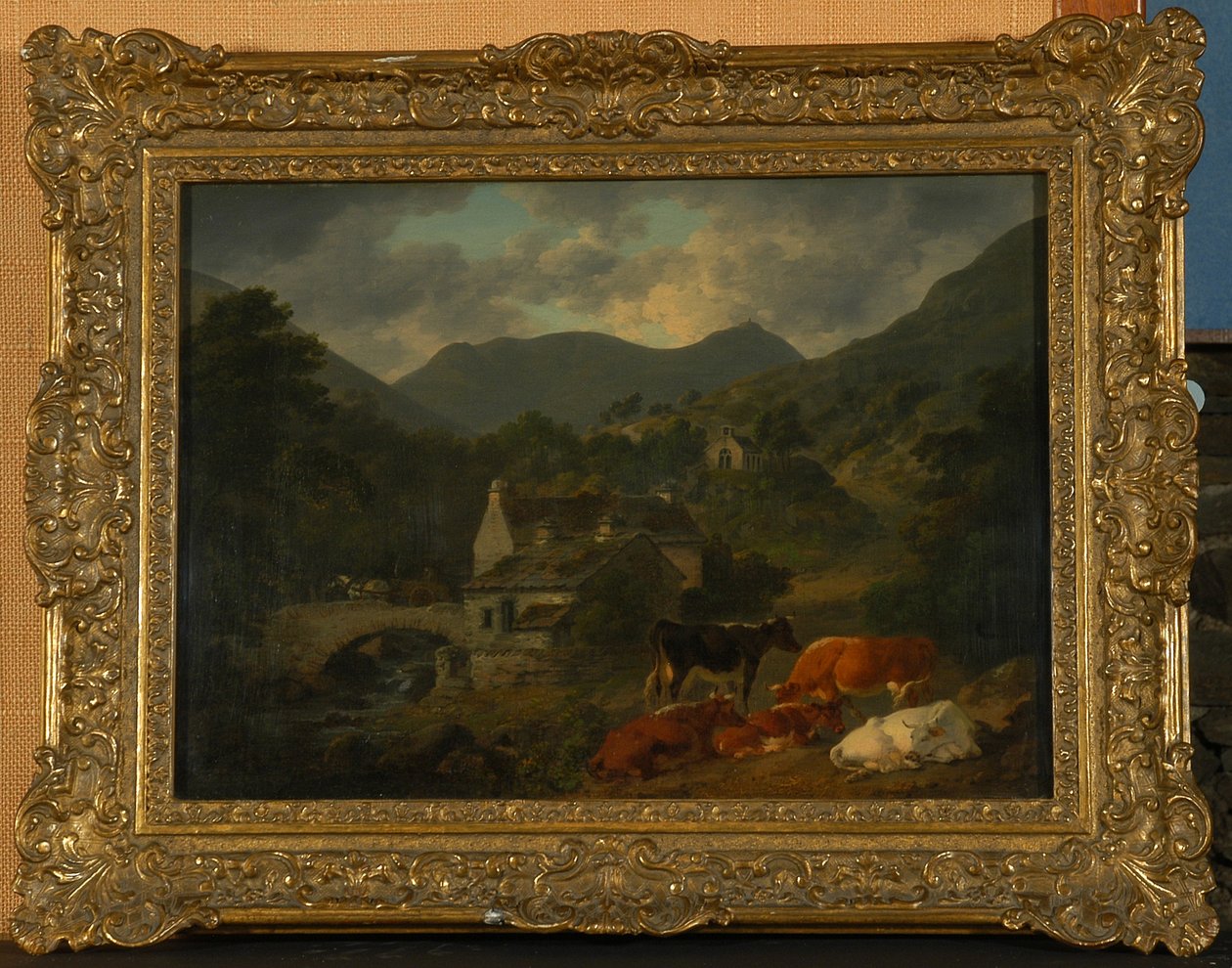 Buttermere-Brücke und Kirche vom Fish Inn, 1813 von Julius Caesar Ibbetson