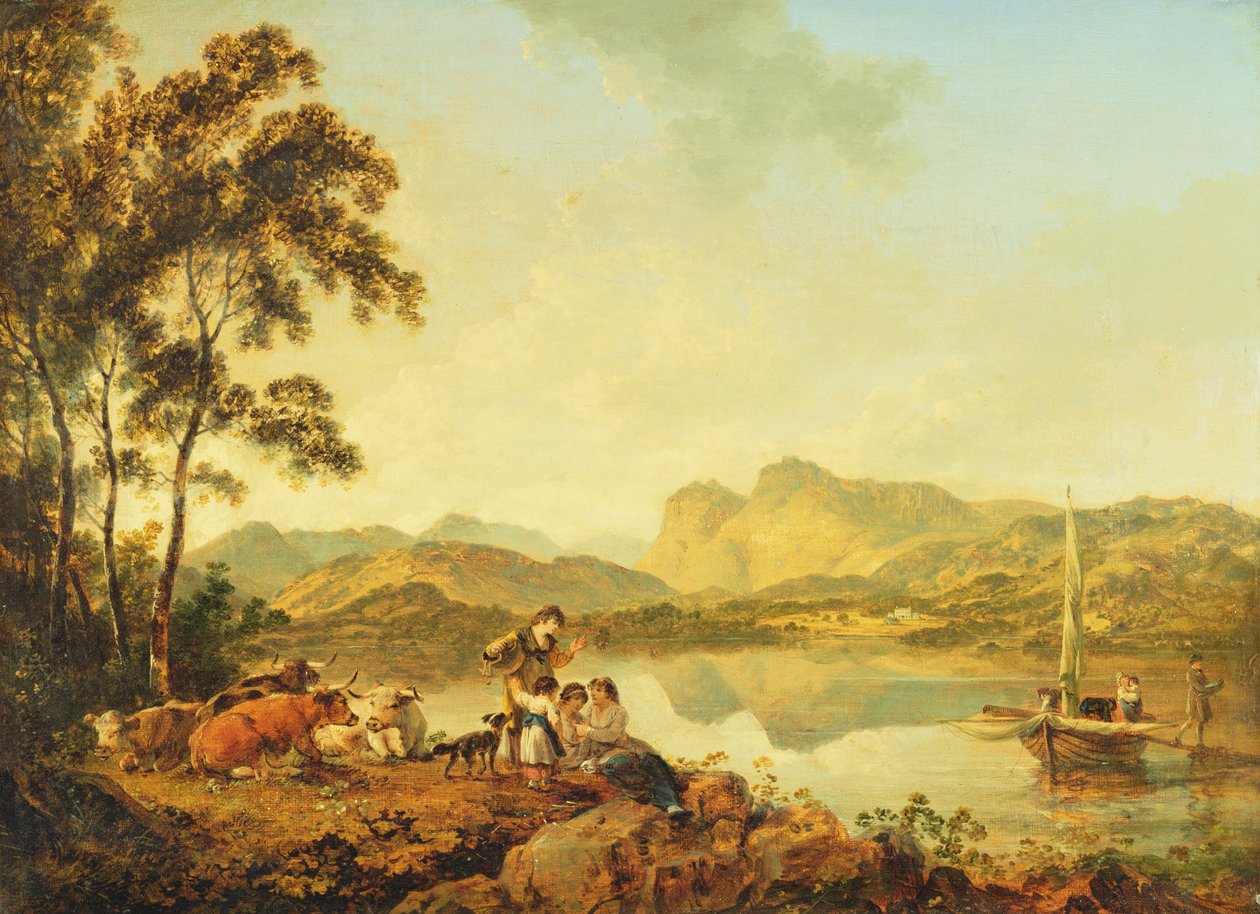 Langdale Pikes von Lowood, ca. 1800-06 von Julius Caesar Ibbetson