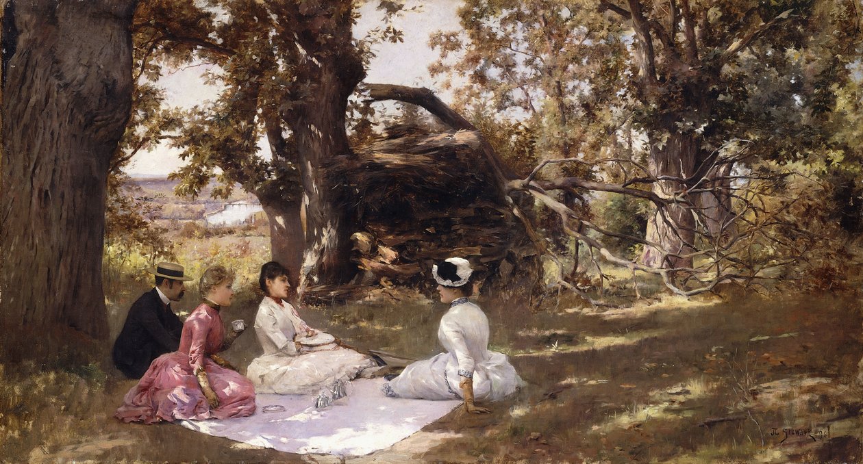 Picknick unter den Bäumen, 1896 von Julius Leblanc Stewart