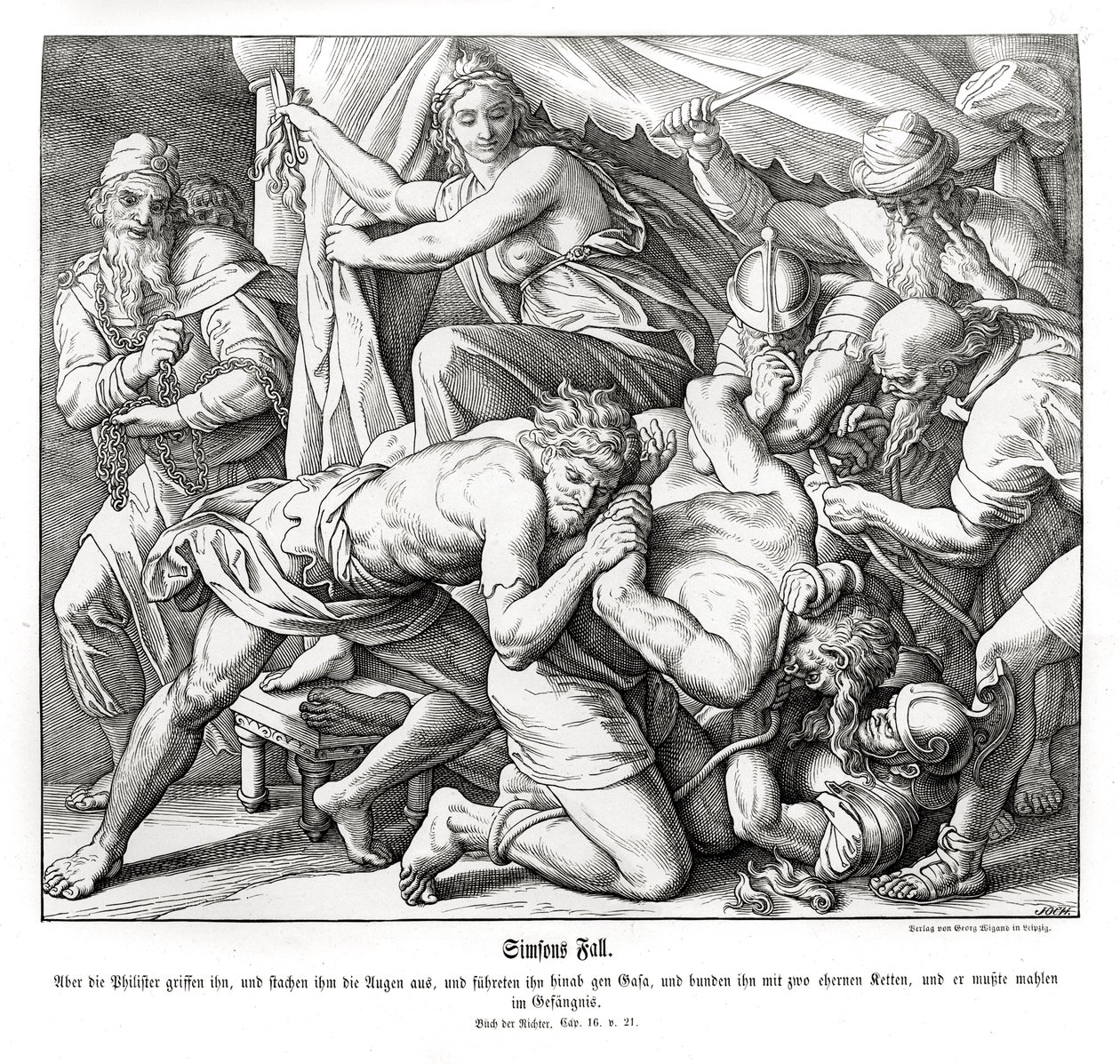 Samsons Fall, Richter von Julius Schnorr von Carolsfeld