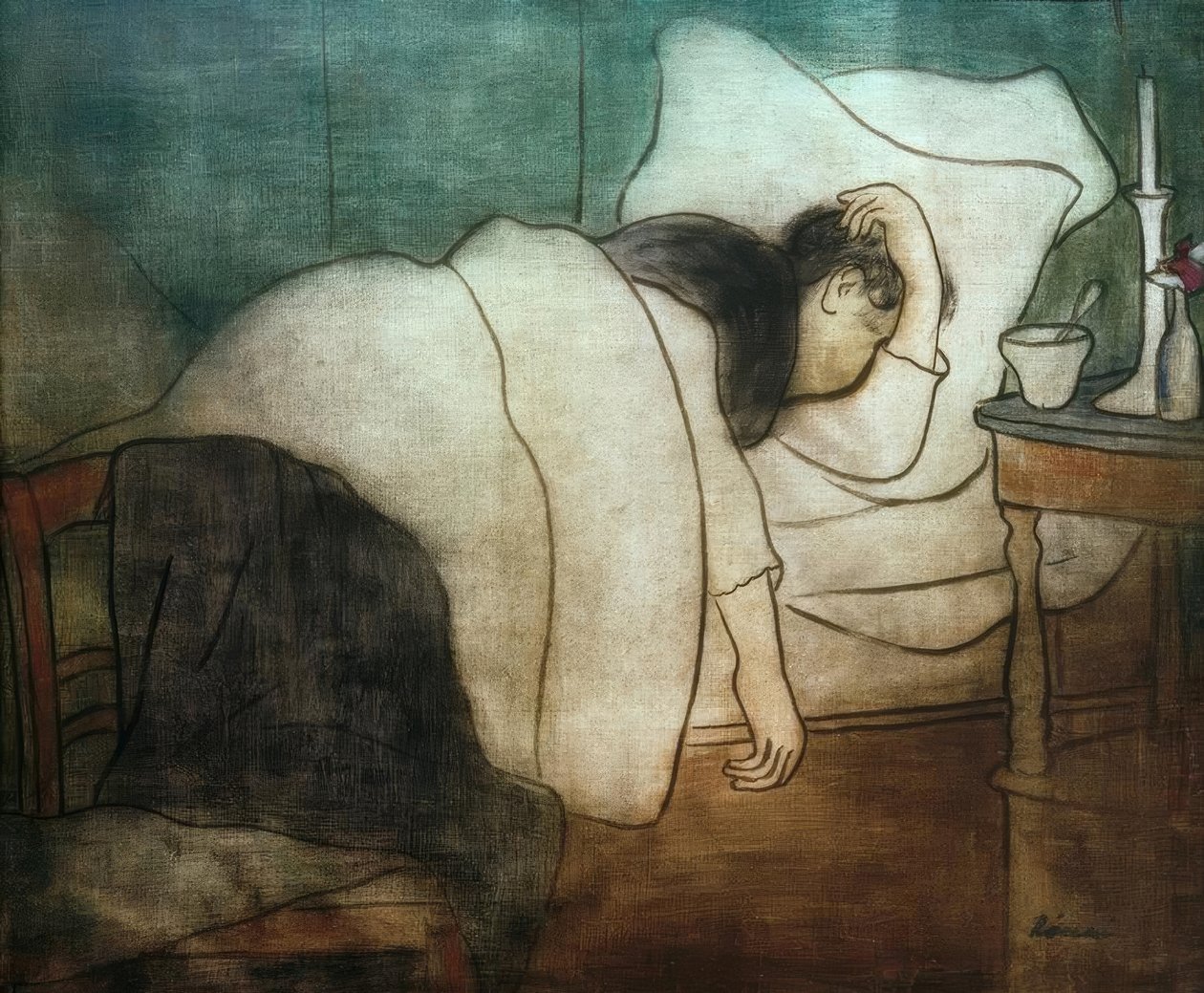 Frau im Bett von József Rippl Rónai