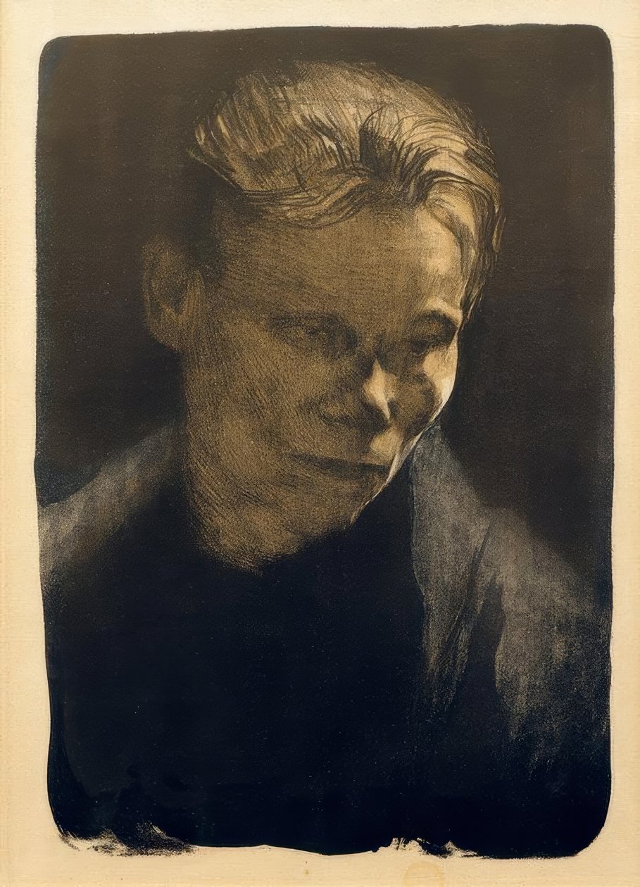 Brustbild einer Arbeiterfrau mit blauem Tuch von Käthe Kollwitz