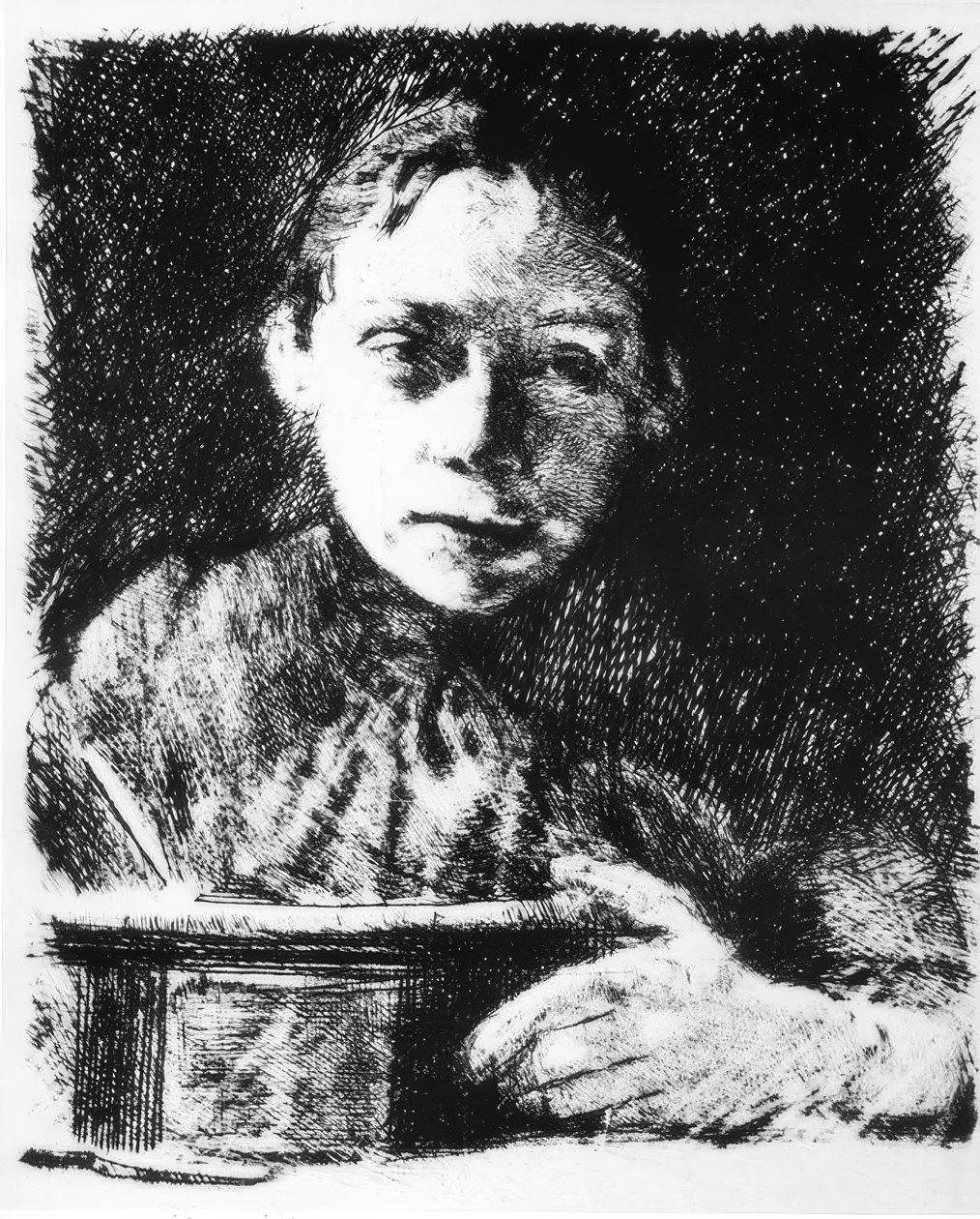 Selbstbildnis am Reißbrett von Käthe Kollwitz