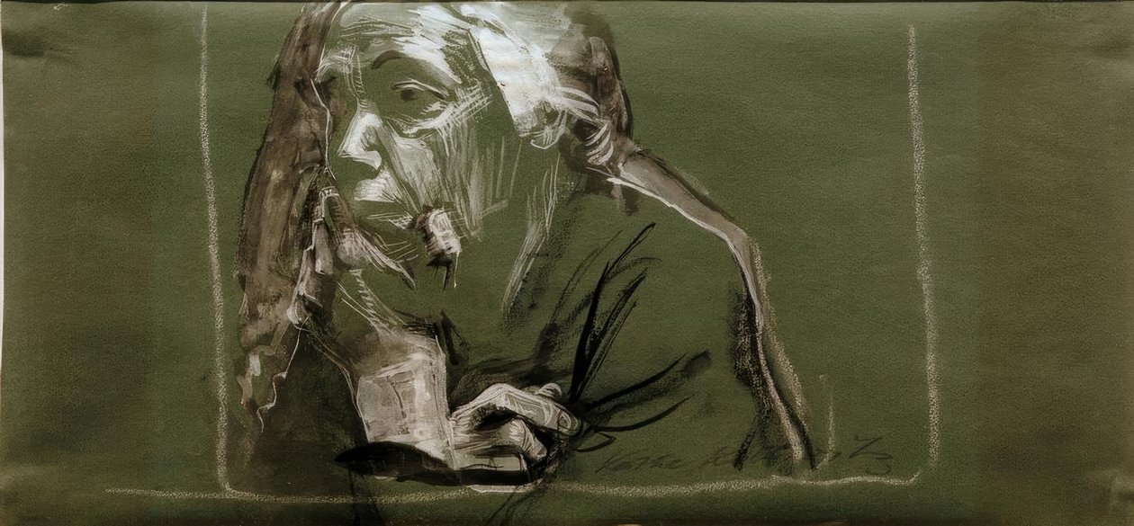 Selbstbildnis nach links mit Hand am Kinn von Käthe Kollwitz