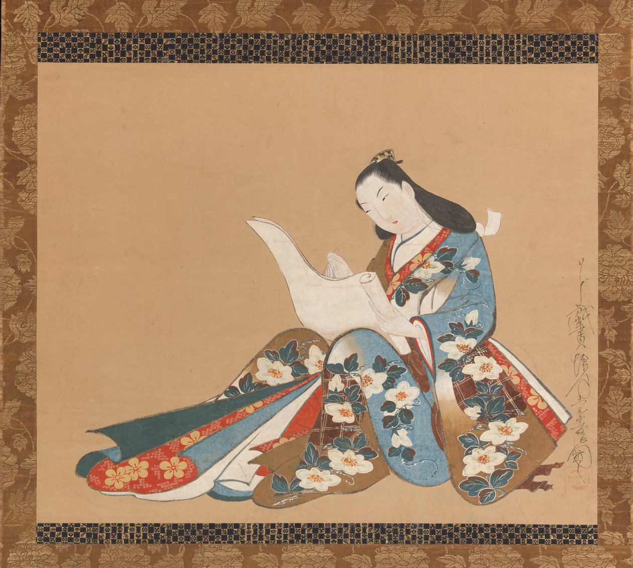 Kurtisane schreibt einen Brief, ca. 1715 von Kaigetsudō Doshin