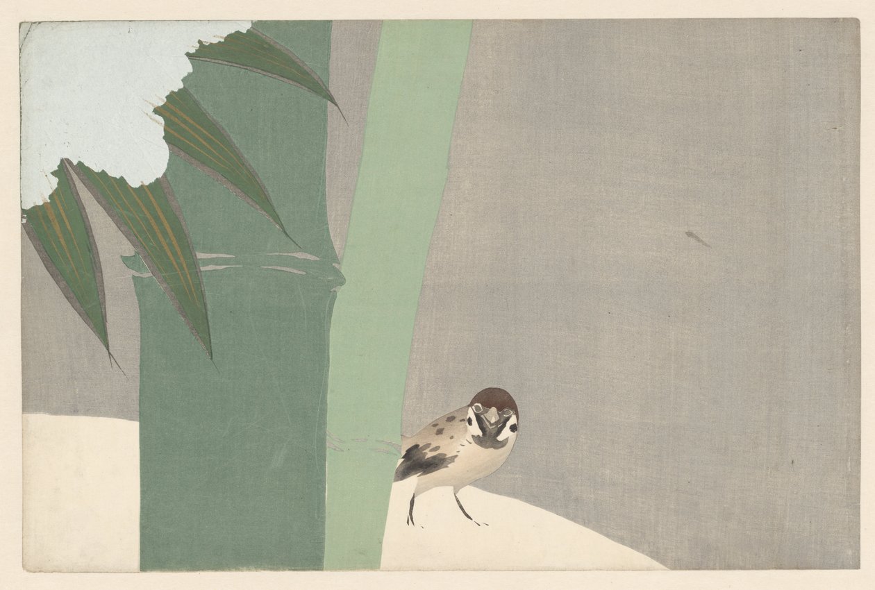 Bambus im Schnee, 1909 (Holzschnitt) von Kamisaka Sekka