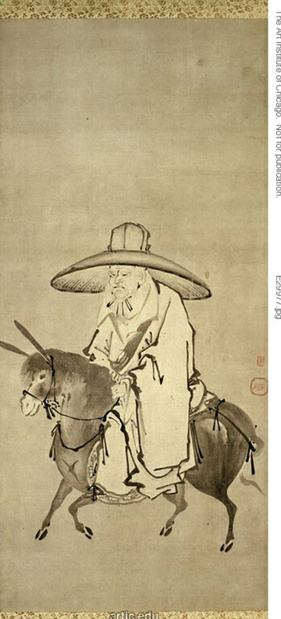 Der Dichter Du Fu reitet auf einem Esel von Kanô Shigenobu