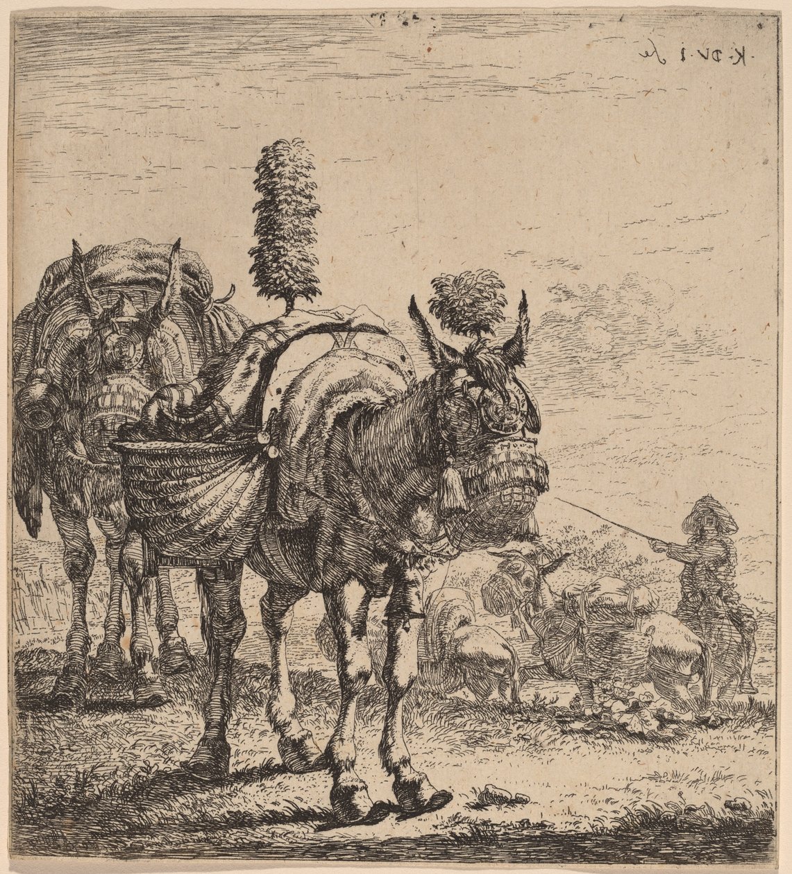 Zwei Maultiere von Karel Dujardin