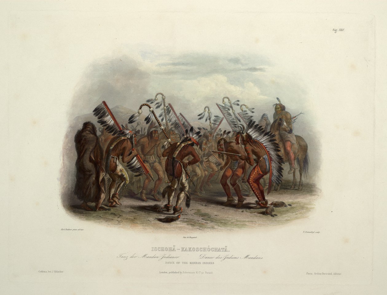 Ischohä-Kakoschochatä-Tanz der Mandan-Indianer von Karl Bodmer