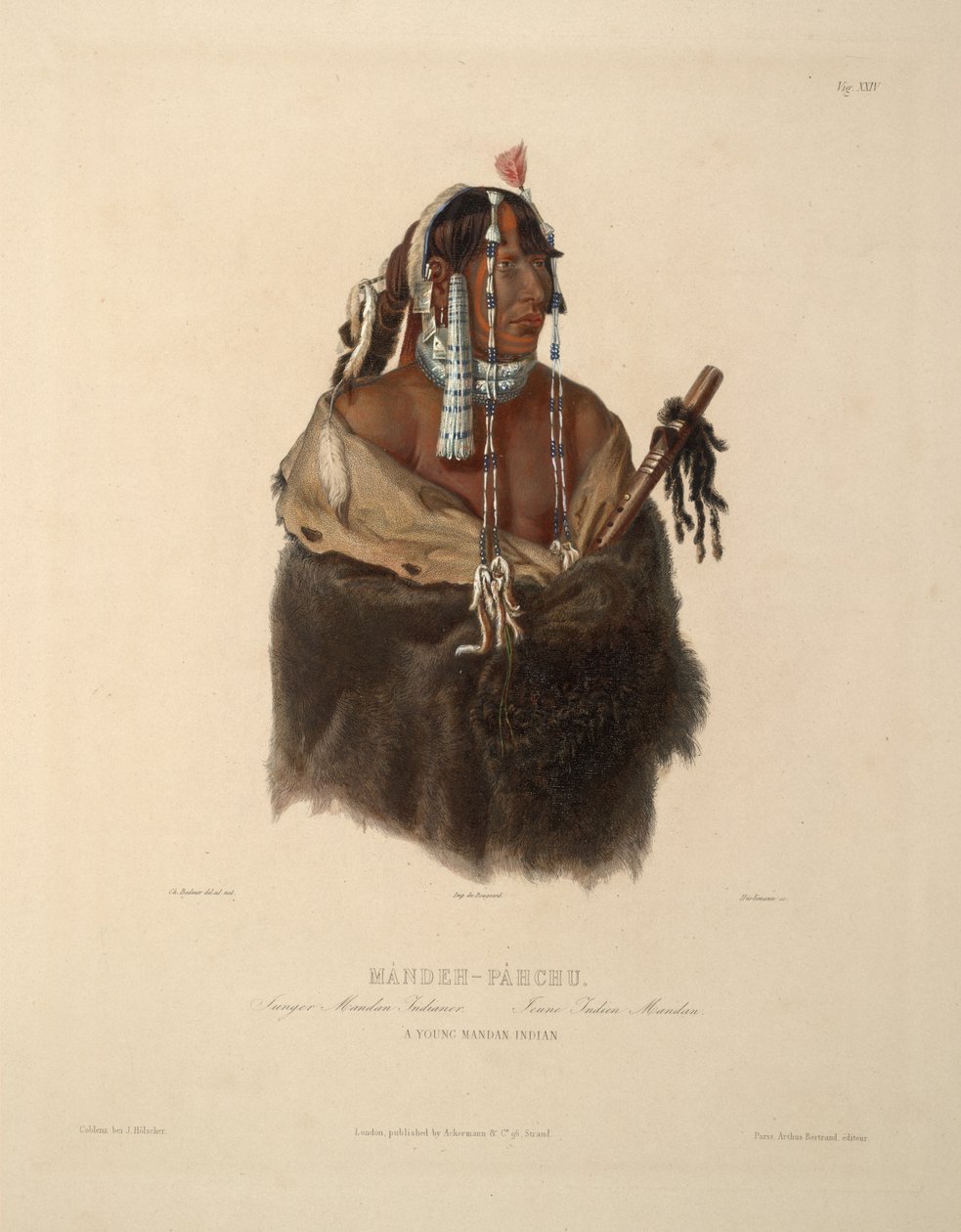 Mandeh-Pahchu, ein junger Mandan-Indianer von Karl Bodmer