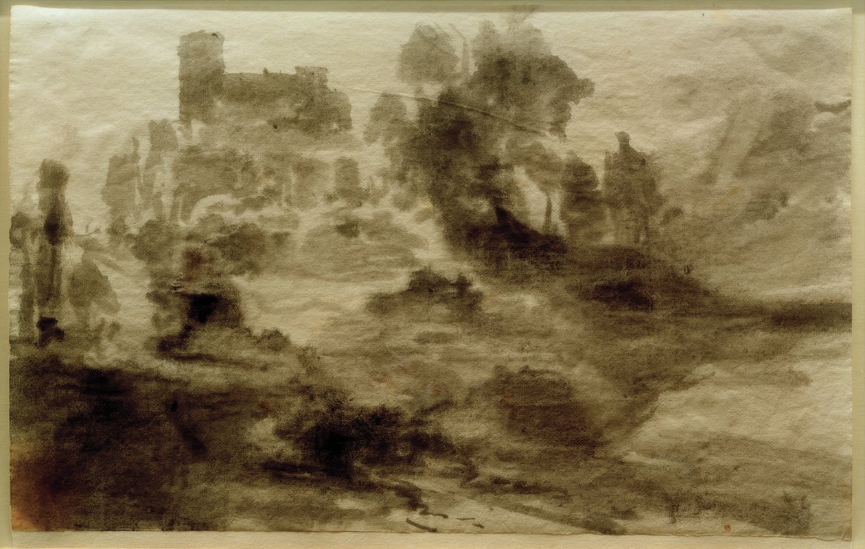 Landschaft mit Burg (oder Kirche) von Carl Blechen