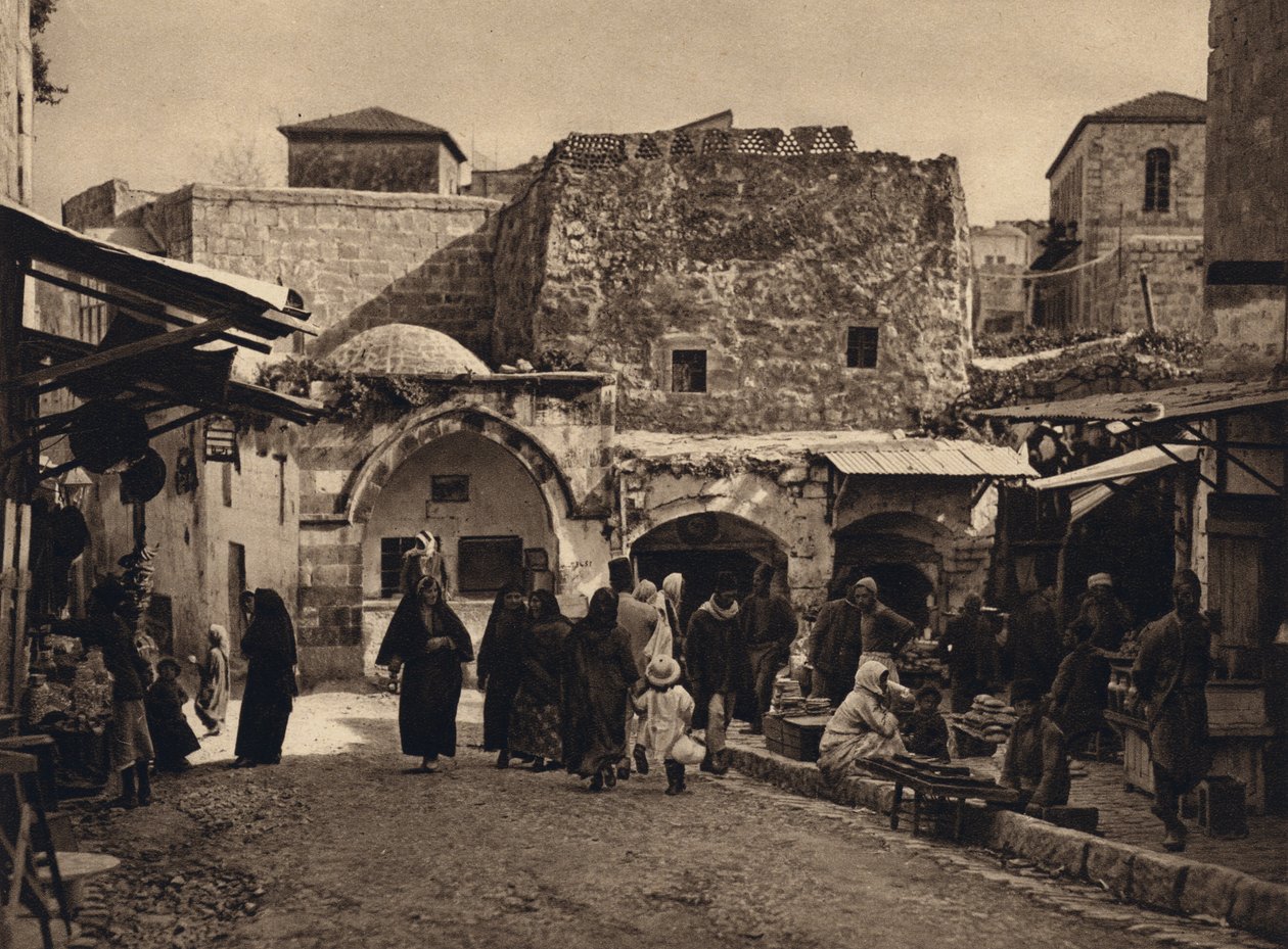 Jerusalem, Straßenszene (s/w Foto) von Karl Grober