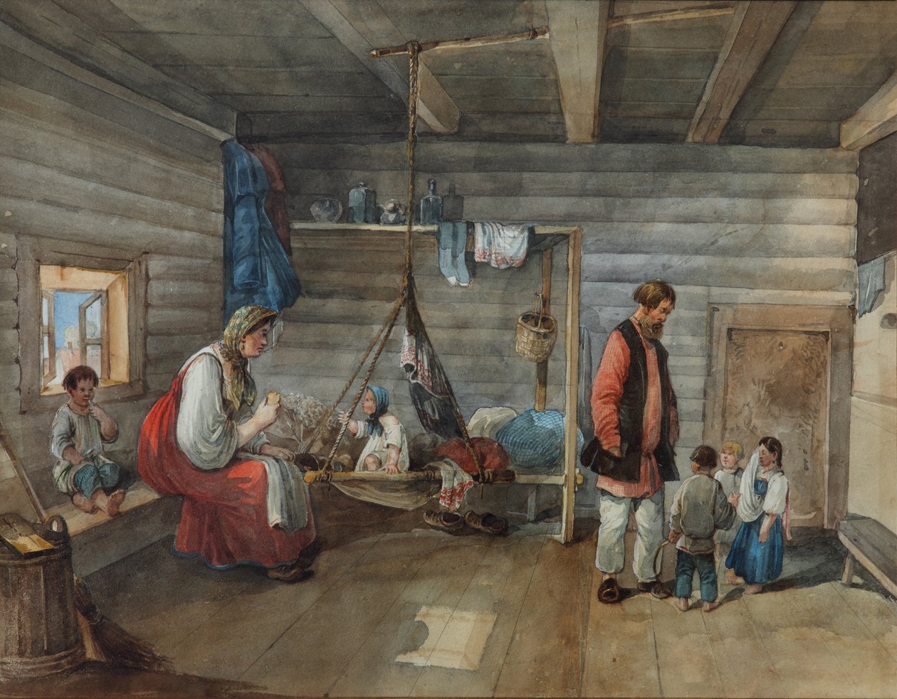 In einem Dorfhaus, 1841 von Karl Ivanovich Kolmann
