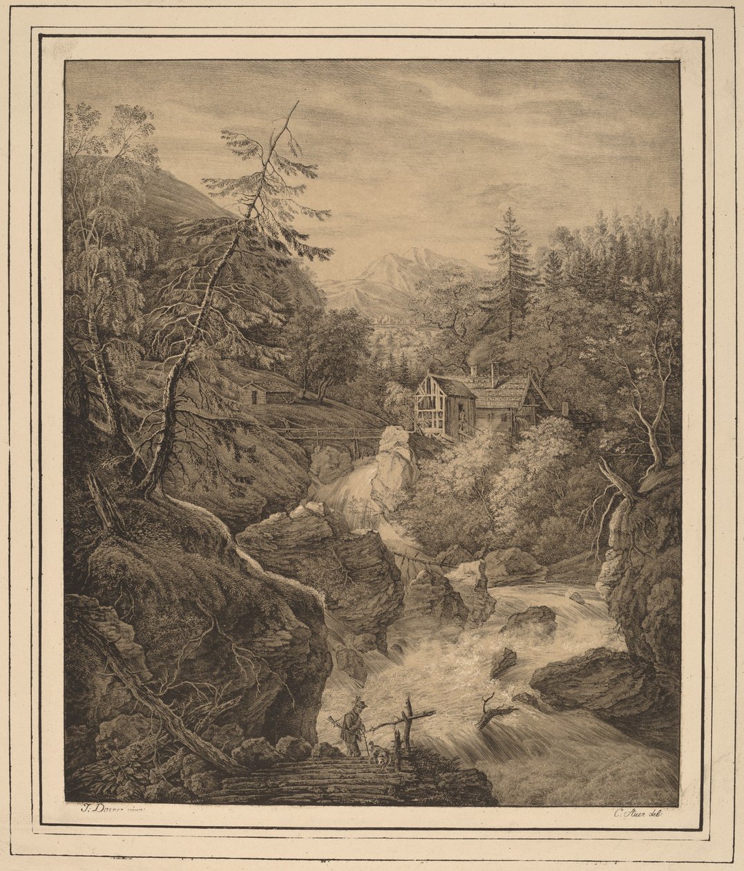Wasserfall, 1820er Jahre von Kaspar Auer