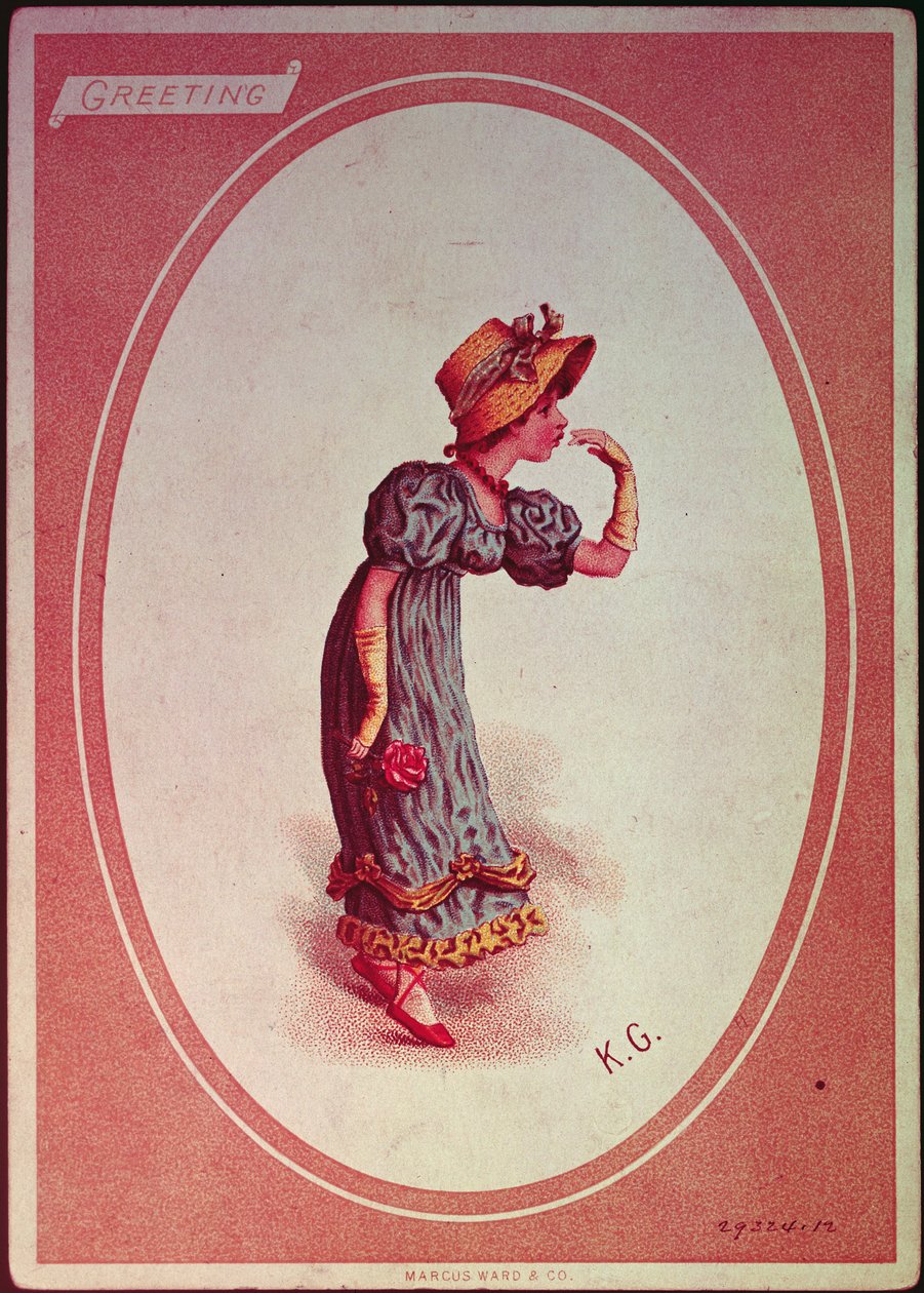Mädchen mit Strohhut (Grußkarte) von Kate Greenaway