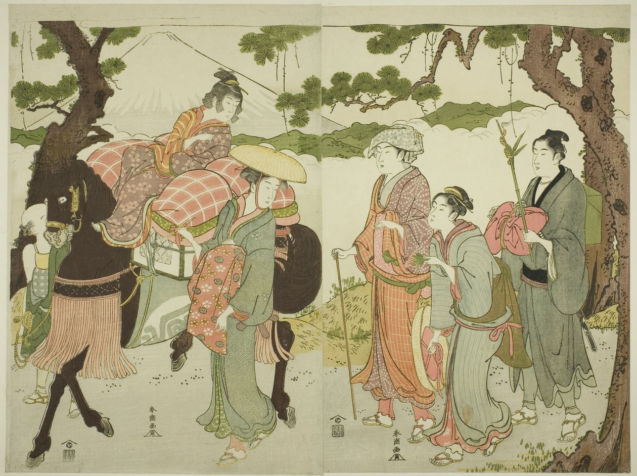 Reisende auf dem Tokaido von Katsukawa Shuncho