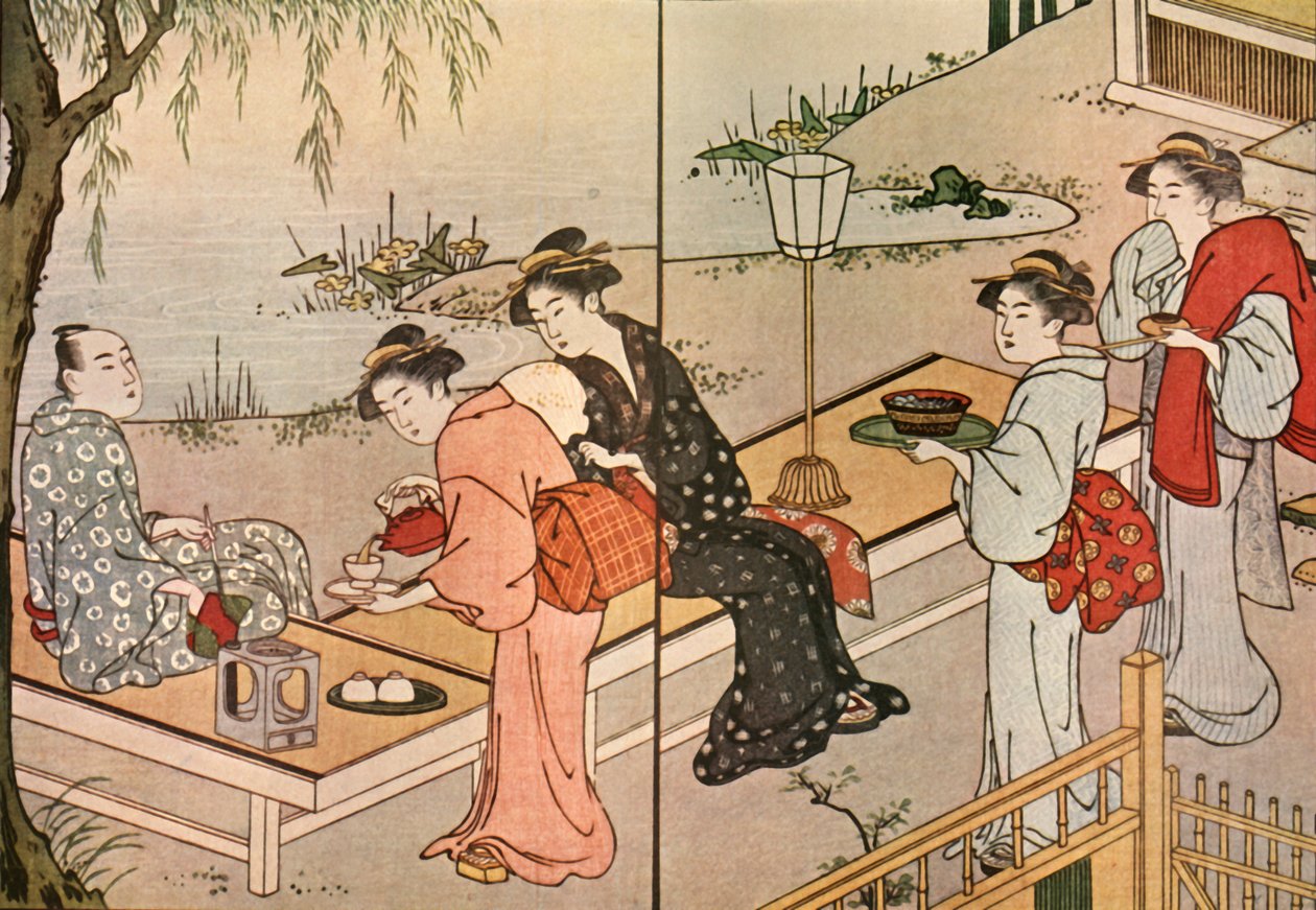 Frau serviert Tee, 1790, 1924 von Katsukawa Shuncho