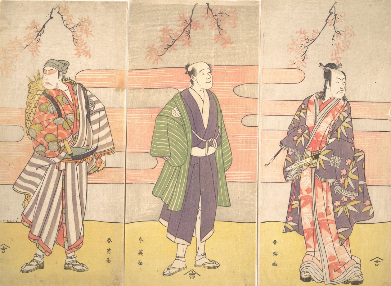 Drei nicht identifizierte Schauspieler, ca. 1793 von Katsukawa Shun