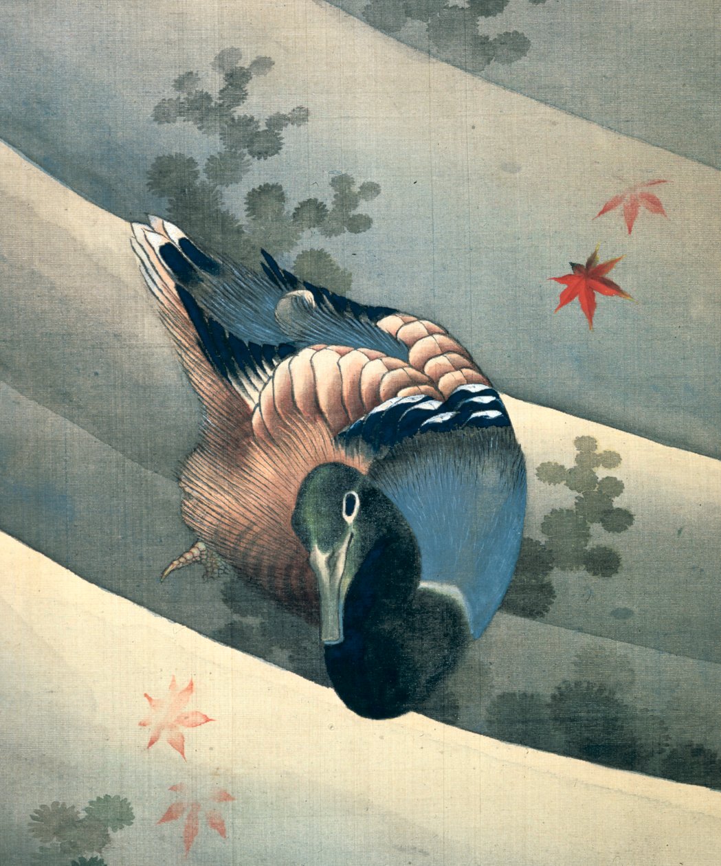 Ente schwimmt im Wasser, 1847 von Katsushika Hokusai