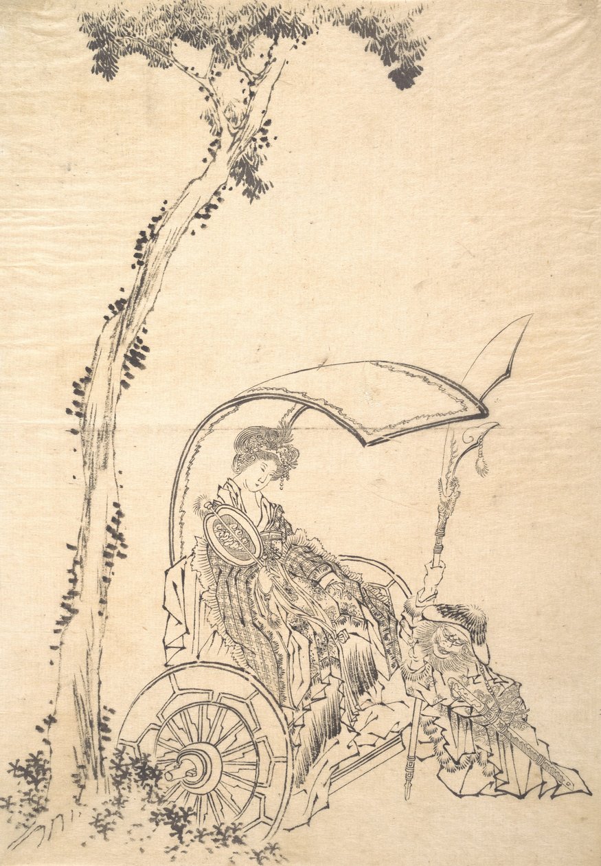 Dame in einem Streitwagen von Katsushika Hokusai