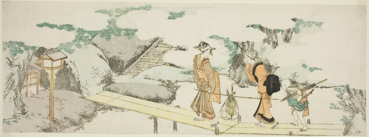 Auf der Fußgängerbrücke von Katsushika Hokusai