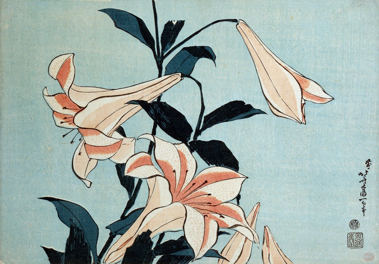 Trompetenlilien von Katsushika Hokusai