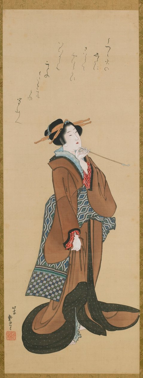 Frau mit einer Tabakpfeife, ca. 1814-1815 von Katsushika Hokusai