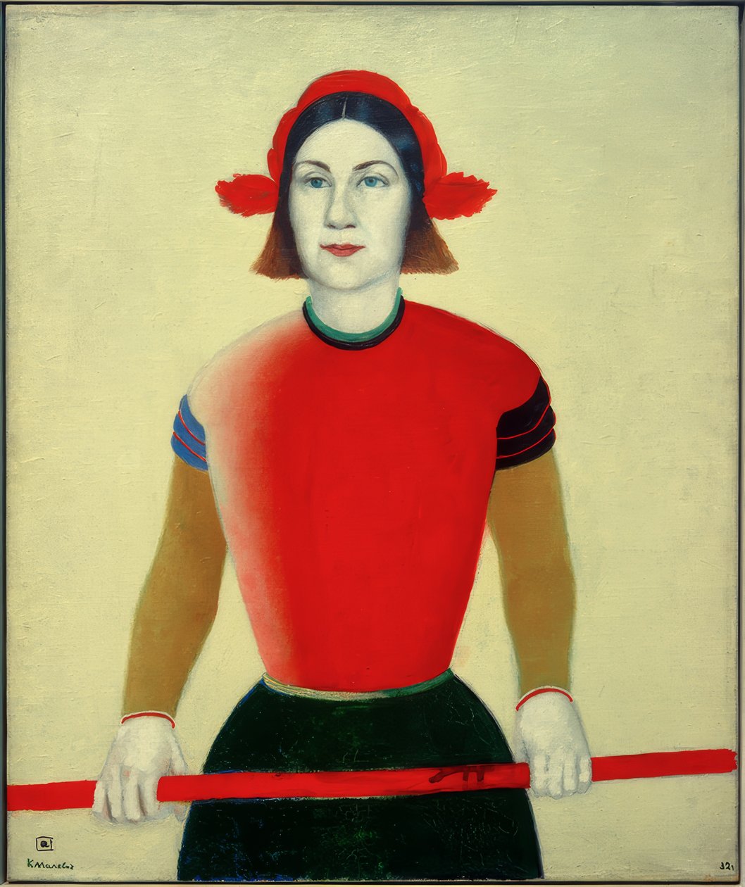 Mädchen mit rotem Stab von Kazimir Severinovich Malevich