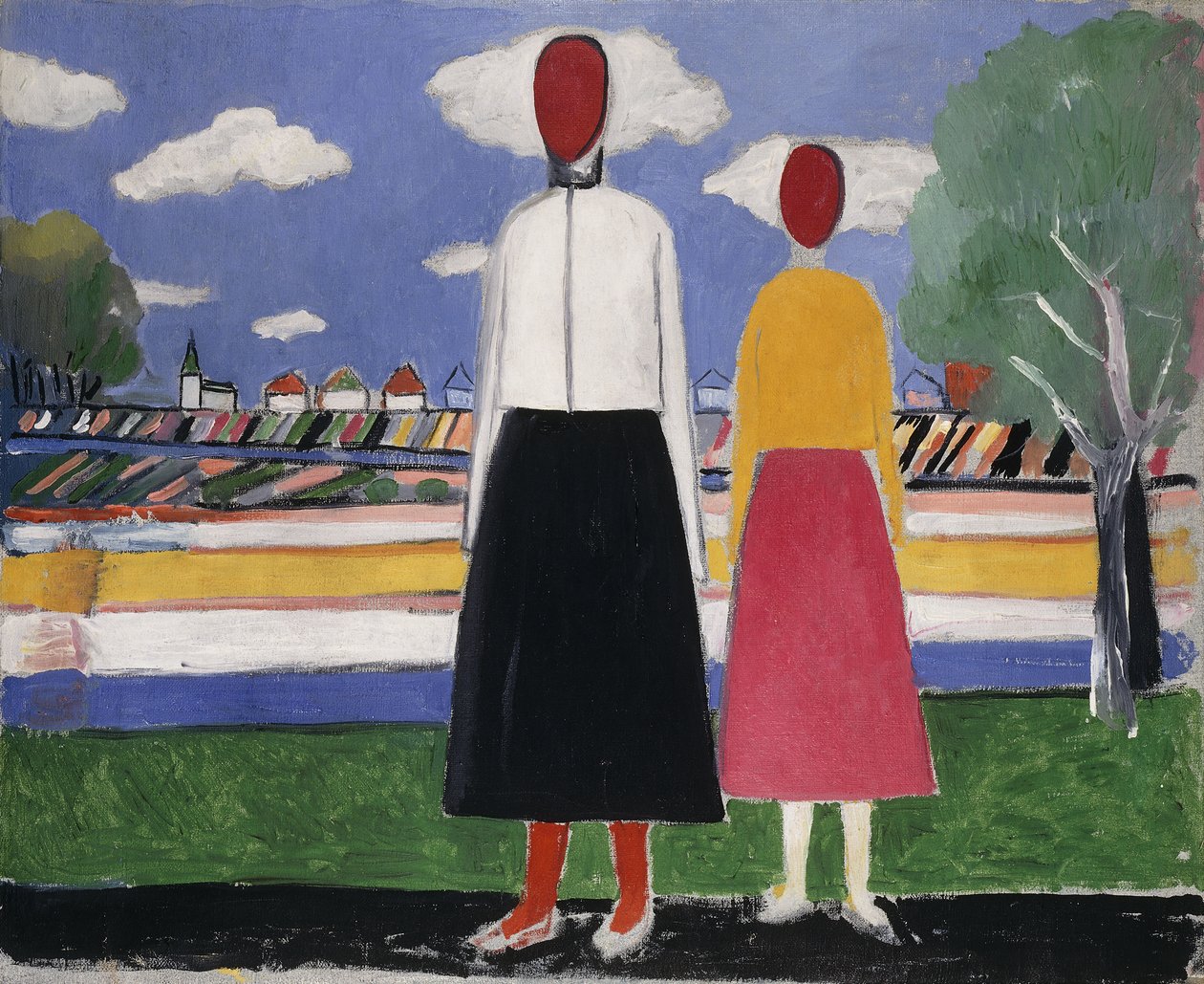 Zwei Figuren in einer Landschaft, ca. 1931-32 von Kazimir Severinovich Malevich