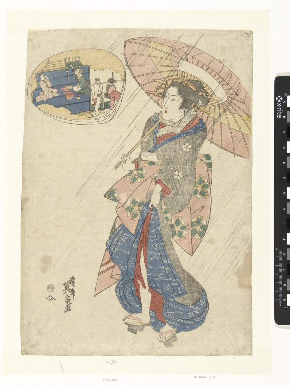 Courtisane in de regen von Keisai Eisen