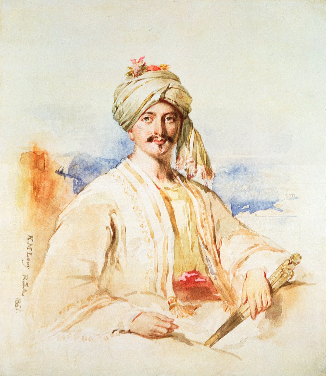 Porträt eines Mannes in orientalischer Kleidung, 1861 von Kenneth Macleay