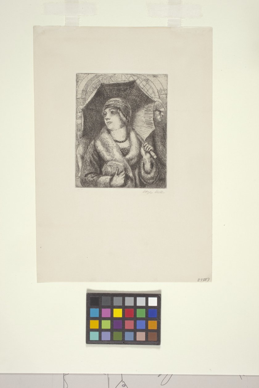 Einkäufer mit Regenschirm von Kenneth Hayes Miller