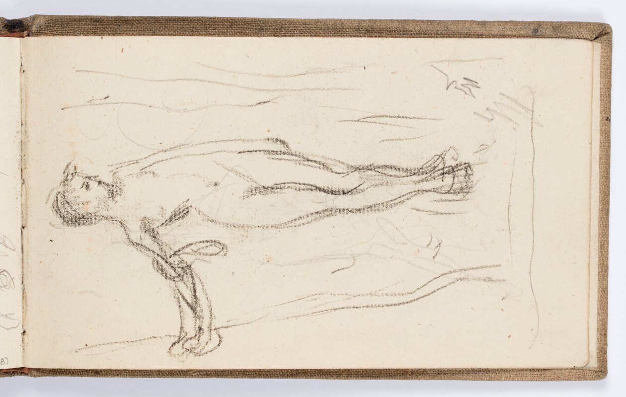 Skizzenbuchseite: Stehende Figur mit Stab von Kenyon Cox