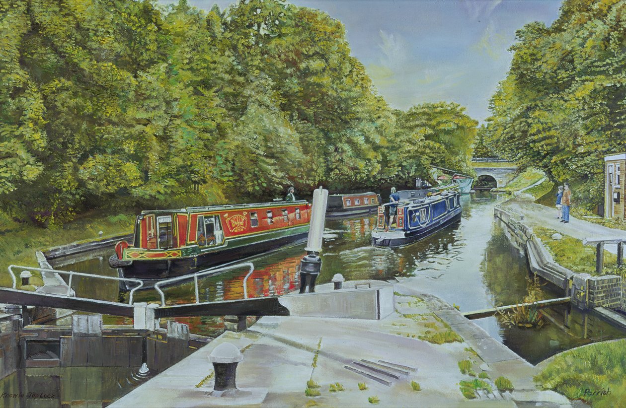 Knowle Top Lock, 2003 von Kevin Guild of Railway Artist Parrish