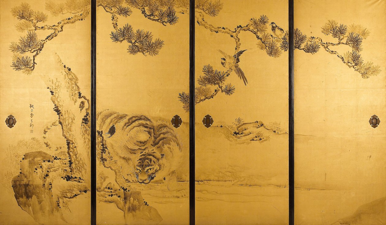 Fusuma - Tiger und Drache von Kishi Ganku