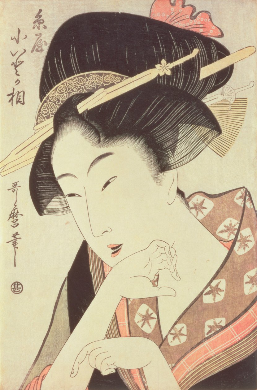 Büstenporträt der Heldin Kioto von der Itoya von Kitagawa Utamaro