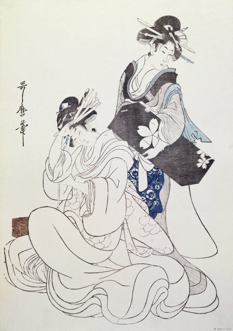 Zwei weibliche Figuren von Kitagawa Utamaro