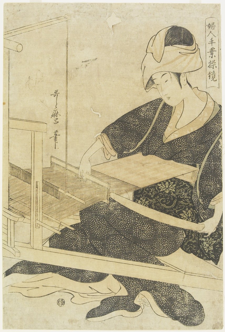 Weben an einem Webstuhl, ca. 1797-1798 von Kitagawa Utamaro