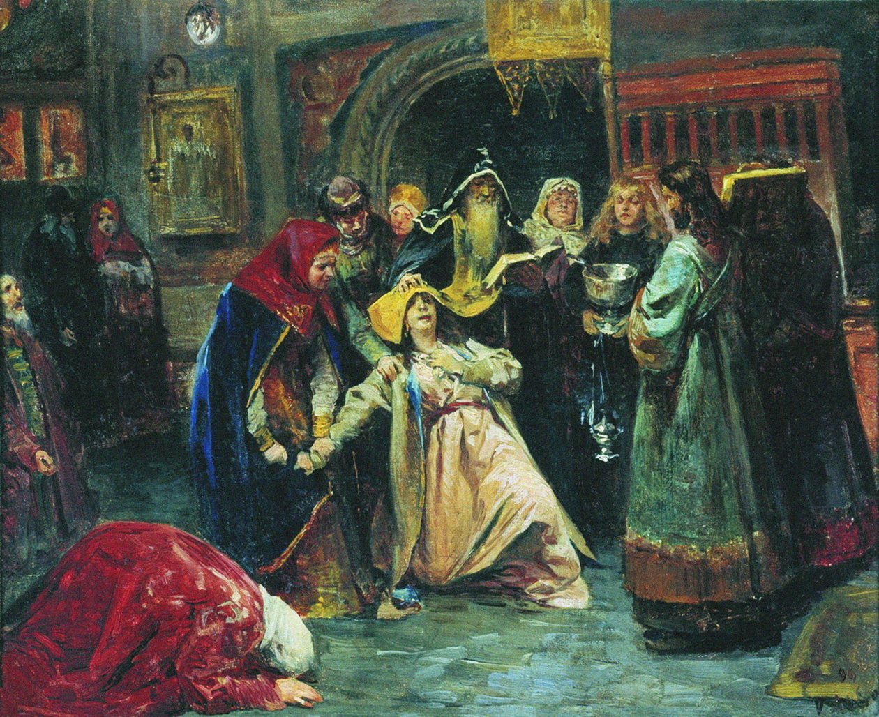 Die erzwungene Tonsur, 1896 von Klavdiy Vasilievich Lebedev